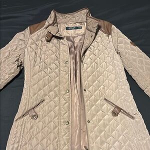 Ralph Lauren Tan Puffer Jacket with Quilted Design